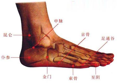 京骨穴、金門穴、束骨穴等穴位