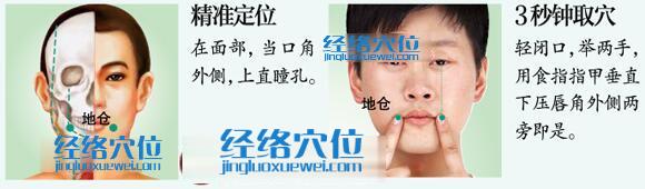 地倉穴的準確位置圖及取穴方法示范